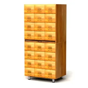 Шкаф каталожный,   2-модульный, 24 ящика (8х3), на тумбе 526мм МДФ