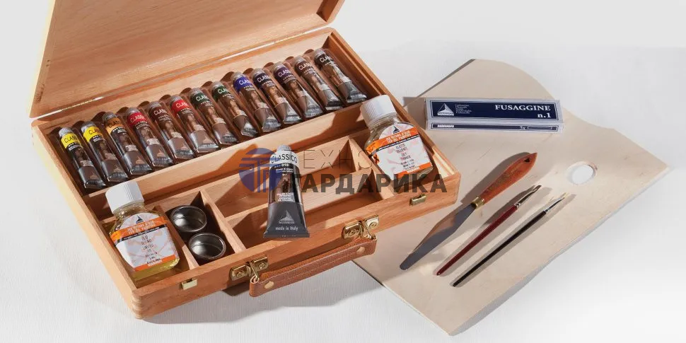 CLASSICO Набор Масл.красок в ДЕРЕВЯН. ящике 20х30см +Аксессуары